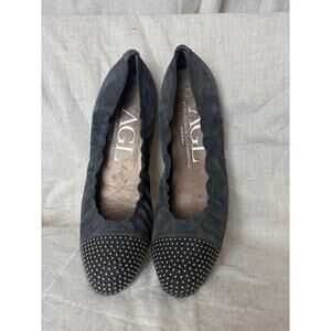 AGL Blakely Studded Cap Toe Suede Ballet Flats Gray Size 40 / 10